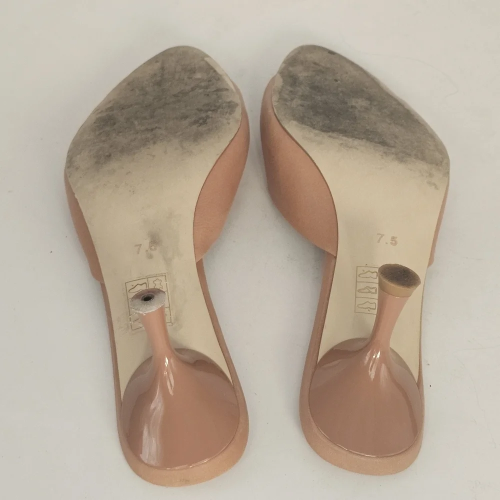 Jeffrey Campbell Spy Kid Slide Sandals Toast 7.5 Minimalist Chic Modern